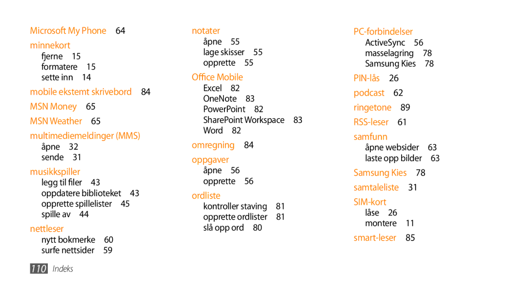 Samsung GT-B7350XKAXEE, GT-B7350XKANEE manual Ordliste, Slå opp ord  